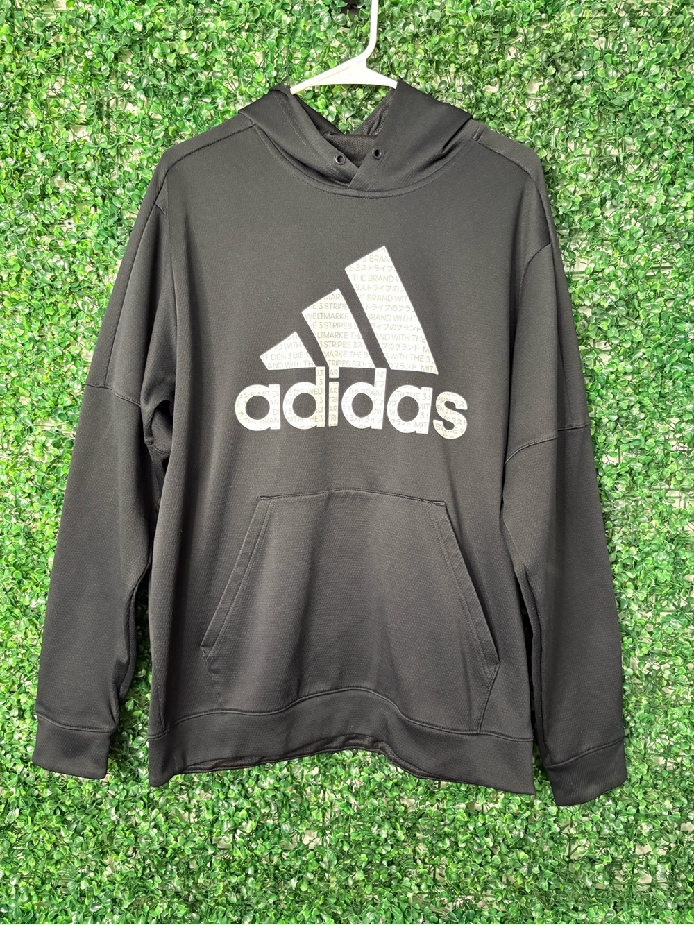 adidas Black Hoodie with Large White Logo